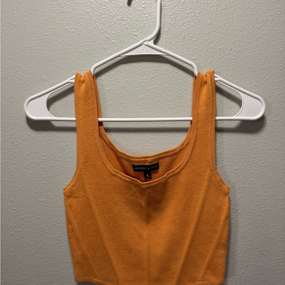 Kendall & Kylie Vibrant Orange Crop Top